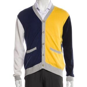 Beams Colorblock Cardigan with Pockets